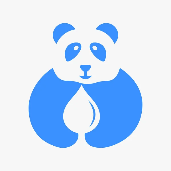 Panda Wasser Logo Negatives Raumkonzept Vektorvorlage Panda Mit Wassersymbol — Stockvektor