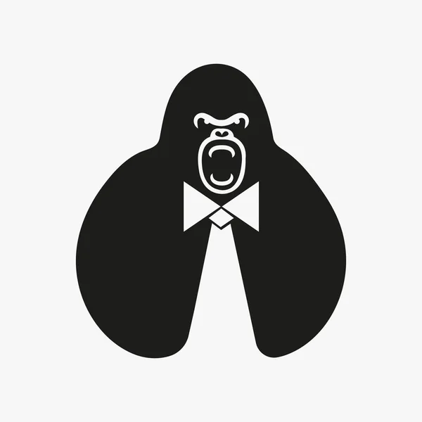 Логотип Gorilla Tie Negative Space Concept Vector Template Символ Галстука — стоковый вектор