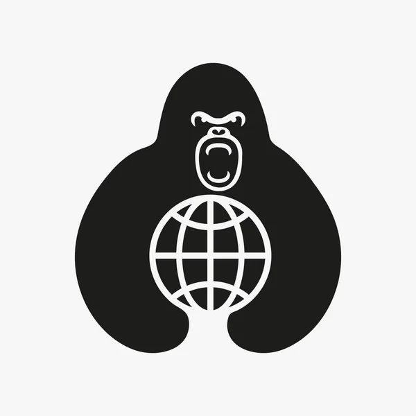 Шаблон Вектора Отрицательного Космического Логотипа Gorilla Global Logo Горилла Держит — стоковый вектор