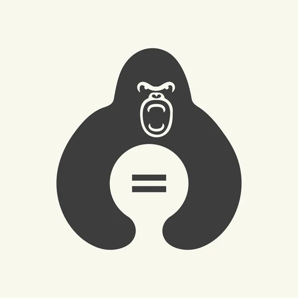 Gorilla Pause Logo Negative Space Concept Vector Șablon Gorilla Holding — Vector de stoc