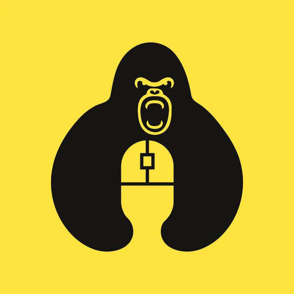 Логотип Gorilla Mouse Отрицательный Шаблон Вектора Концепции Космического Пространства Символ — стоковый вектор