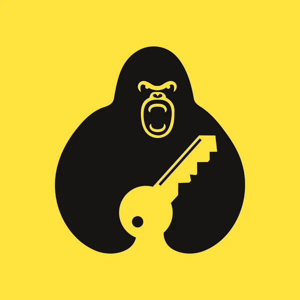 Логотип Gorilla Key Негативный Шаблон Вектора Концепции Пространства Ключевой Символ — стоковый вектор