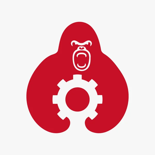 Логотип Gorilla Gear Негативный Космический Векторный Шаблон Символ Gorilla Holding — стоковый вектор