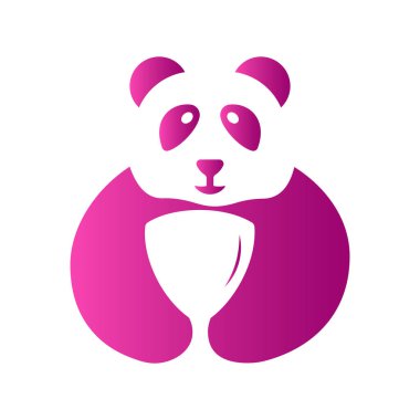 Panda Güvenlik Logosu Negatif Uzay Kavramsal Vektör Şablonu. Panda Tutma Kalkanı Sembolü