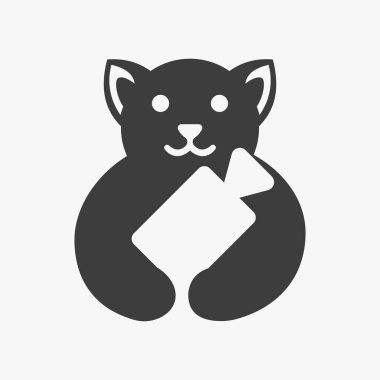 Dog Video Kamera Logosu Negatif Uzay Kavramsal Vektör Şablonu. Köpek Tutma Video Sembolü