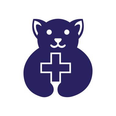 Köpek Kliniği Logosu Negatif Uzay Konsepti Vektör Şablonu. Köpek Tutma + Sembolü