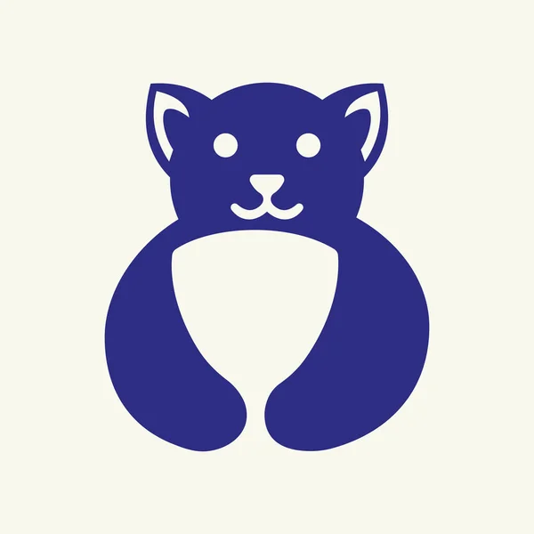 Dog Shield Logo Modelo Vetor Conceito Espaço Negativo Cão Segurando —  Vetores de Stock