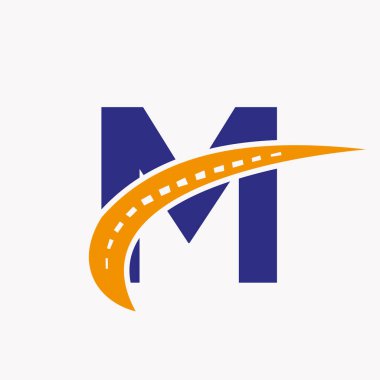M harfi taşıma logosu, Ulaşım İşareti tasarım şablonu. Otomotiv Spor Yolu Logosu Elemanı