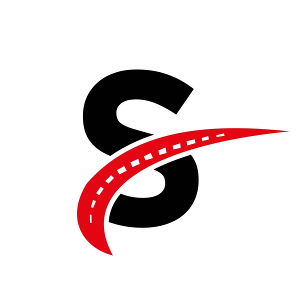 手紙S輸送ロゴ 交通標識デザインテンプレート 自動車スポーツロードロゴ要素 — ストックベクタ