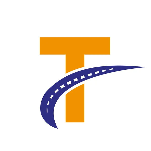 Brev Transport Logo Transportation Sign Design Mall Automotive Sport Road — Stock vektor