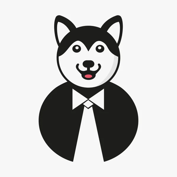 Modèle Vectoriel Concept Espace Négatif Husky Tie Logo Husky Holding — Image vectorielle