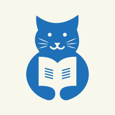 Kedi Eğitimi Logosu Negatif Alan Kavramsal Vektör Şablonu. Kedi Tutma Kitabı Sembolü