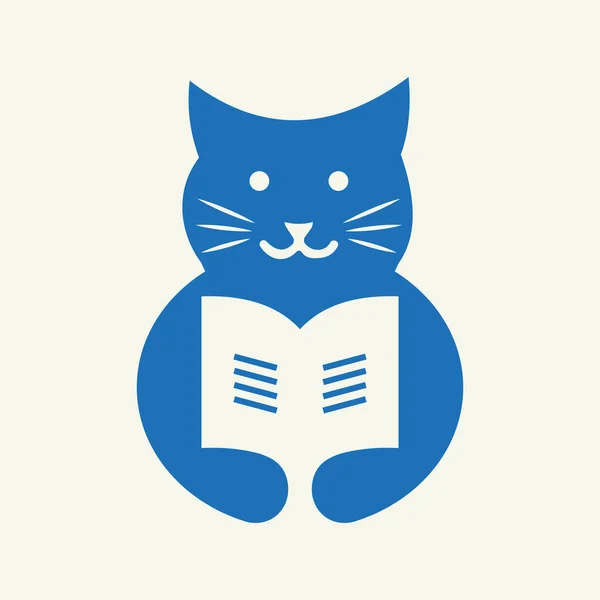 Cat Education Logo Modelo Vetor Conceito Espaço Negativo Símbolo Livro — Vetor de Stock