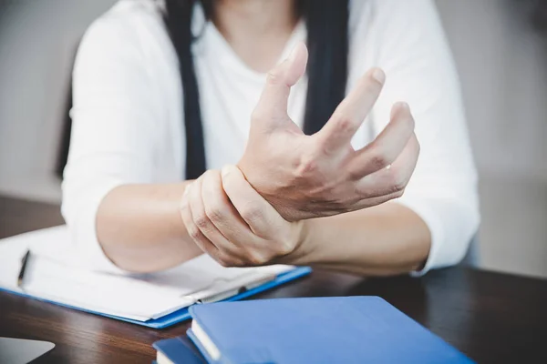 Arthritis Person Finger Woman Ache Working Office Concept Office Syndrome — Stock fotografie