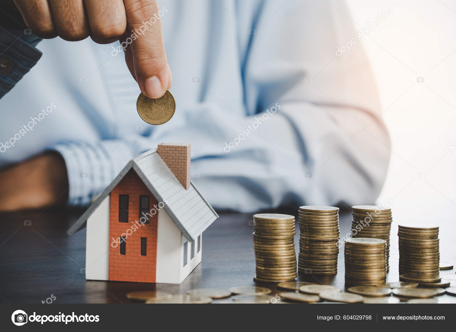 Saving For A Home Loan Deposit Hand Putting Coin House Model Coin