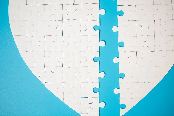 White Part Jigsaw Puzzle Pieces Blue Background Concepts Problem Solving — Stok fotoğraf