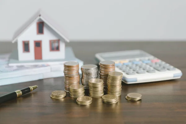 Zinssatz Finanz Und Hypothekenzinsen Konzept Sparen Für Immobilien Eigenheim Und — Stockfoto
