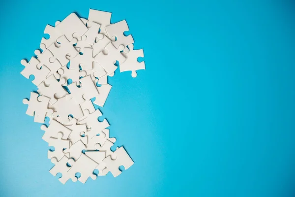 White Part Jigsaw Puzzle Pieces Blue Background Concepts Problem Solving — Stock Fotó