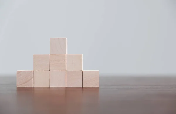 Blank wood cube or wooden block object for background use with copy space. Circle or square box toys for inserting concept icon symbol of business education strategy success. geometry for creativity.