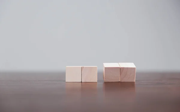 Blank wood cube or wooden block object for background use with copy space. Circle or square box toys for inserting concept icon symbol of business education strategy success. geometry for creativity.