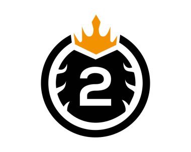 Yuvarlak ve Taç şekilli 2 Numaralı Logo Siyah ve Beyaz Renkli