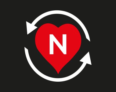 N vector logo icon with love shape and Aro illustration design isolated background symbol