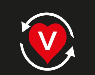 Aşk şekilli V vektör logosu ve Aro illüstrasyon tasarımı izole arkaplan sembolü