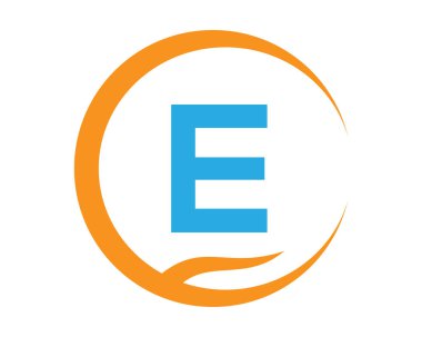 Aşk şekilli E vektör logosu ve Aro illüstrasyon tasarımı izole edilmiş arkaplan sembolü