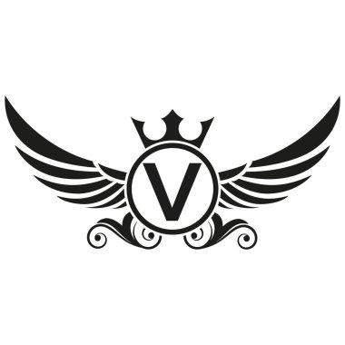 Kanat logosu, Kartal Kuşu soyut logo tasarımı vektörü ve V Logotype, Ulaşım Konsepti