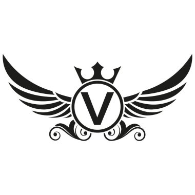 Kanat logosu, Kartal Kuşu soyut logo tasarımı vektörü ve V Logotype, Ulaşım Konsepti