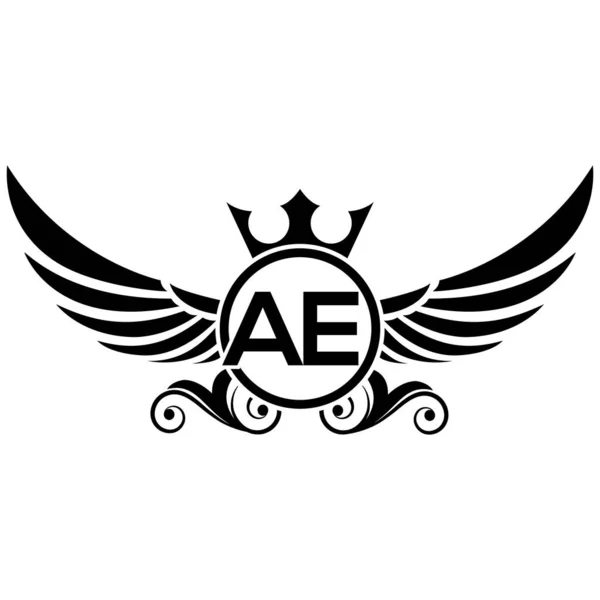 Black Wings Icon Luxury Royal Wing Letter Crest Cor Preta — Vetor de Stock