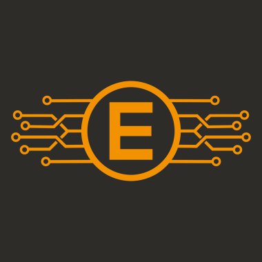 Yuvarlak Şekil vektör şablonlu E harfi Logosu Simge Logosu
