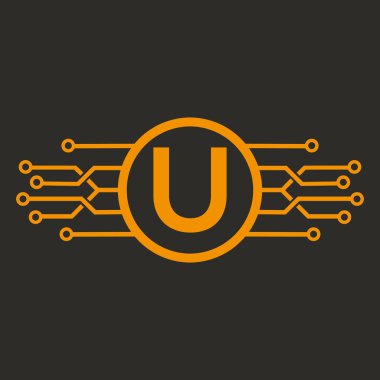 Yuvarlak Şekil vektör şablonlu U harfi Logosu Simge Logosu