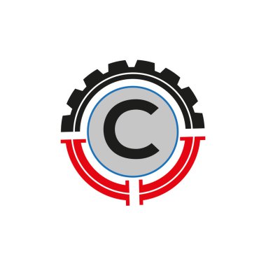 Yuvarlak Şekil Siyah renk vektör şablonlu C harfi logosu