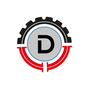 Yuvarlak Şekil Siyah renk vektör şablonlu D harfi logosu