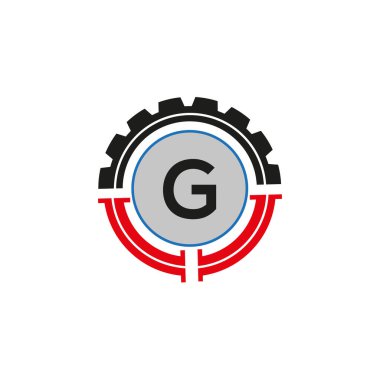 Yuvarlak Şekil Siyah renk vektör şablonlu G harfi logosu