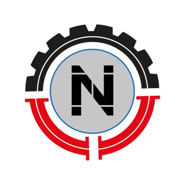 Yuvarlak Şekil Siyah renk vektör şablonlu N harfi logosu