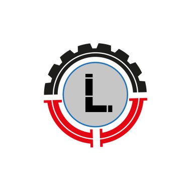 Yuvarlak Şekil Siyah renk vektör şablonlu L harfi logosu