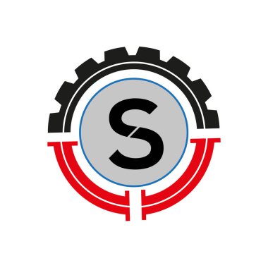 Yuvarlak Şekil Siyah renk vektör şablonlu S harfi logosu