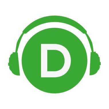 D baş telefonu basit vektör simgesi veya yeşil renkli logo