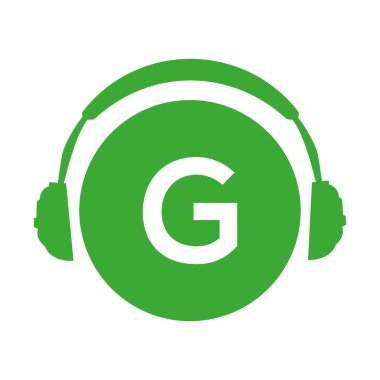 G baş telefonu harfi basit vektör simgesi veya yeşil renkli logo