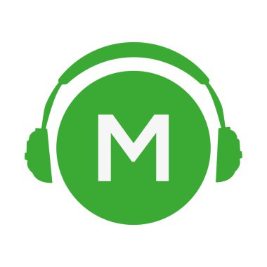 M baş telefonu basit vektör simgesi veya yeşil renkli logo