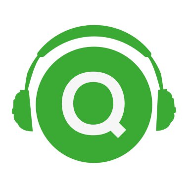 Q baş telefonu basit vektör simgesi veya yeşil renkli logo