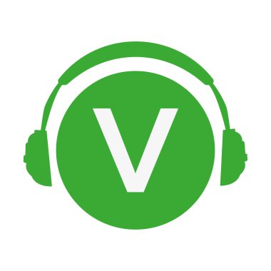 V baş telefonu basit vektör simgesi veya yeşil renkli logo