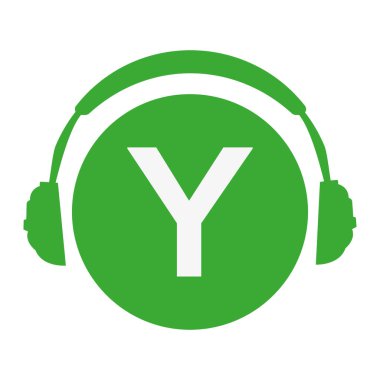 Y baş telefonu harfi basit vektör simgesi veya yeşil renkli logo