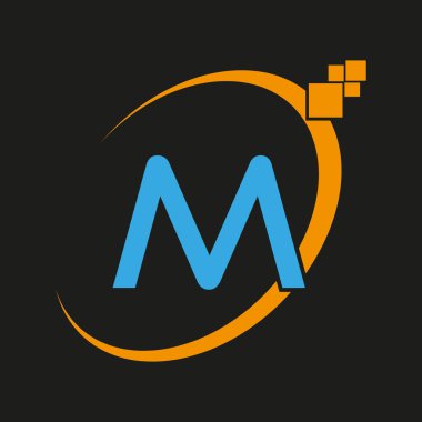 M Basit Harf Logosu, Şablon, Vektör.