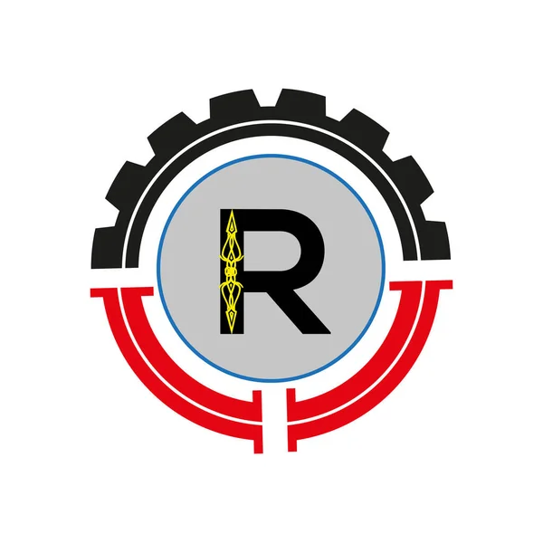 Logotipo Letra Com Forma Redonda Modelo Vetor Cor Preta — Vetor de Stock