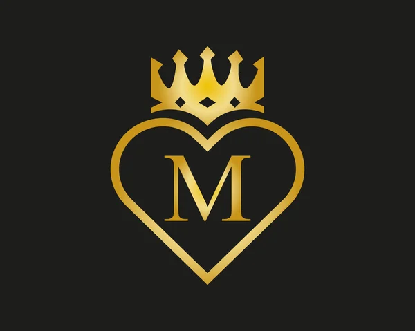 Letter Logo Love Crown Shape Golden Color Vector Template — ストックベクタ