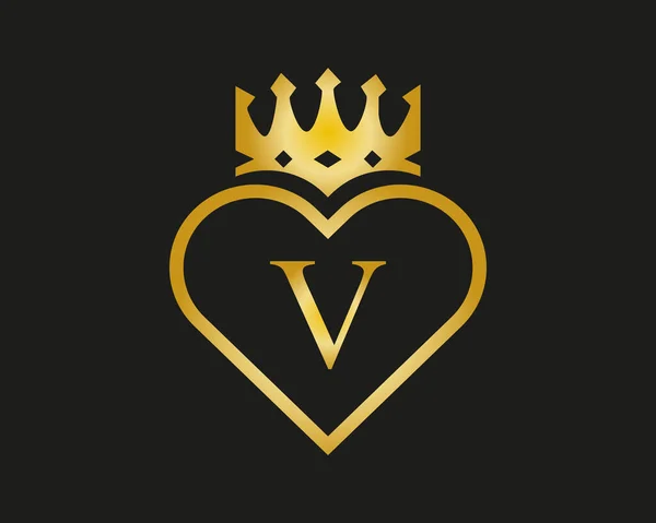 Letter Logo Love Crown Shape Vector Template — 스톡 벡터