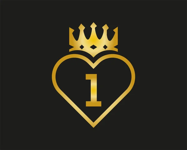 Letter Logo Love Crown Shape Golden Color Vector Template — Vettoriale Stock